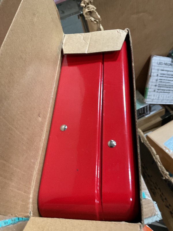 Photo 1 of (missing key) Cash Box with Money Tray and Key Lock Large Metal Money Safe Box with Cantilever Coin Tray, Lock Box for Money 11.8" x 9.4" x 3.54" Red