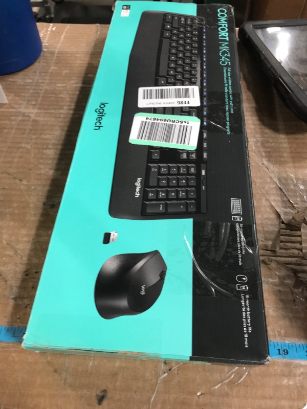 Photo 1 of Logitech MK345 Wireless Keyboard and Mouse Combo with Palm Rest, 2.4 GHz USB Receiver, Compatible with PC, Laptop, Black