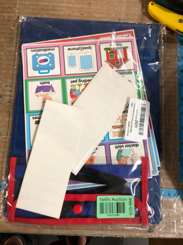 Photo 1 of Visual Schedule for Kids with Autism Chore Chart for Kids Daily Routine Chart Autism Learning Materials Toddler Planning Board Visual Schedule Pocket Chart for Classroom, Home with 70 Cards (Blue)