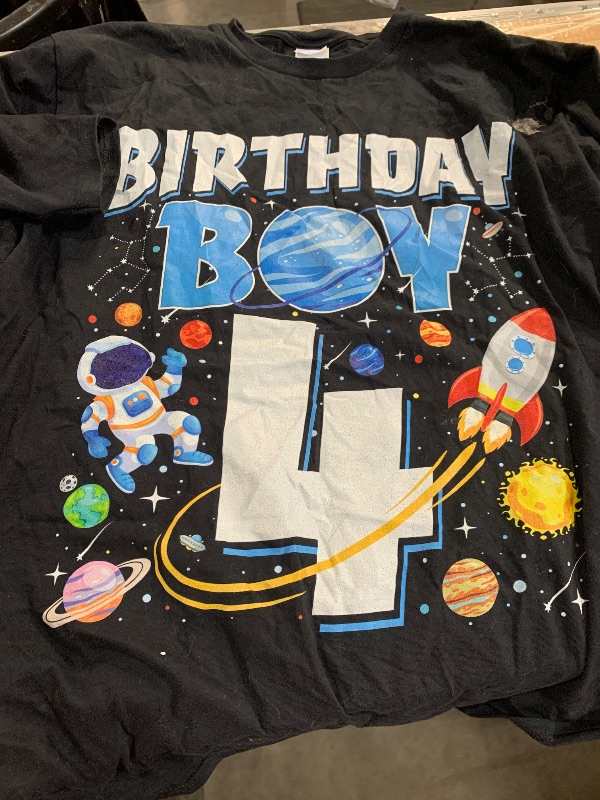Photo 1 of (XL)  Birthday Astronaut Space Planets Four Years old T-Shirt