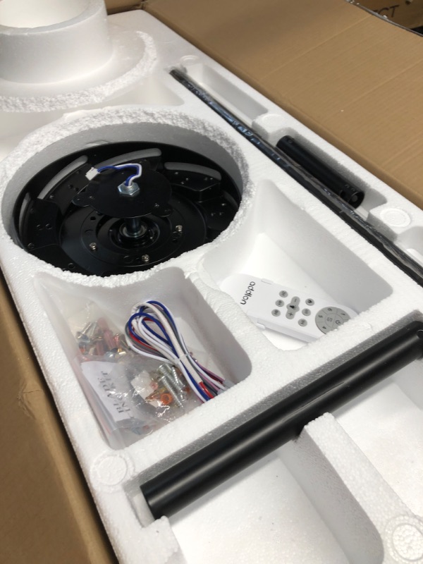 Photo 1 of (PARTS) (UNABLE TO TEST FUNCTIONALITY) addlon 72 Inch Large Ceiling Fans with Lights, Black Ceiling Fan with Remote Control, Reversible, 5CCT, Dimmable, DC Motor, Modern Ceiling Fan for Living Room, Kitchen, Patio Indoor/Outdoor Use,
