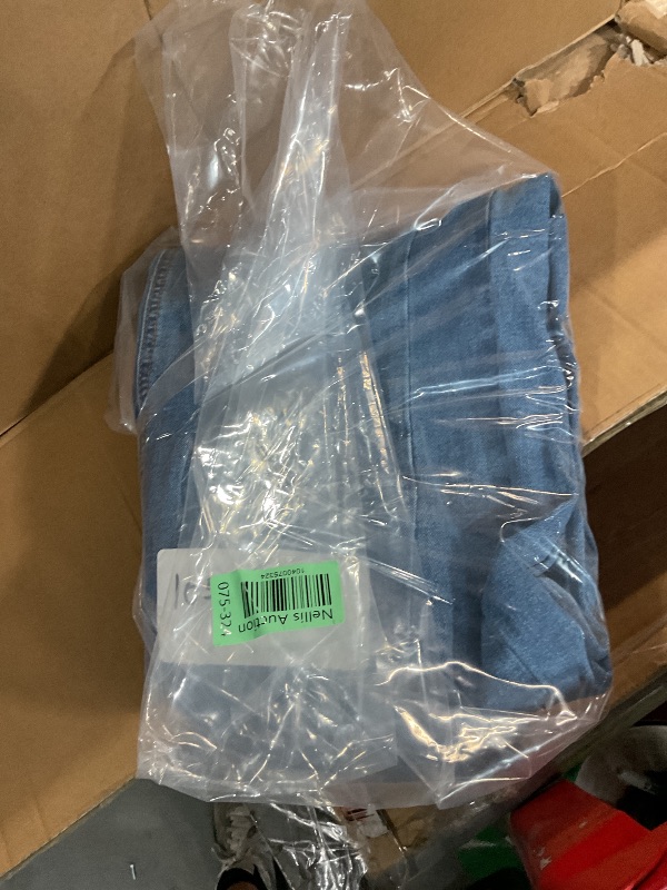 Photo 1 of (SIZE 8) (USED/FAIR) Sidefeel Women's Wide Leg Baggy Jeans High Waisted Stretchy Raw Hem Denim Pants Size 8 Short Blue