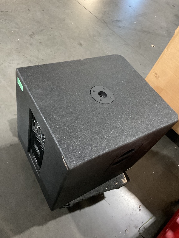 Photo 1 of **PARTS ONLY-MINOR DAMAGE, NOT FUNCTIONAL**Pyle 3000 Watts Box Subwoofer Speaker - Active Powered 15” inch Woofer, Loud Bass, with DSP Digital Signal Processor for Home Theater System, Pro DJ Sound, Pole Mount Socket and Carrying Handles