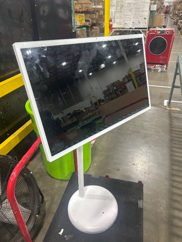 Photo 1 of **MISSING POWER CORD**32-Inch Portable Touch Screen Monitor, 1080P Portable TV on Wheels with 13MP Integrated Camera, 6G RAM+128G Storage, Android OS, Built-in Battery(6-7H), Full Swivel Rotation, Voice Remote Control
