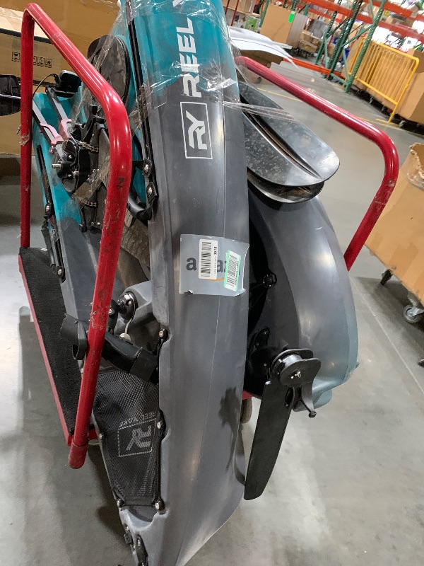 Photo 1 of *****DIRTY******Reel Yaks Raptor Modular Fishing Kayak - 9.5ft Lightweight Fin Drive, Sit On Top Kayak for Adults & Youth - Stable & Portable, Ideal Space-Saving Design for Travel - 380lbs Capacity - Cyan Gray