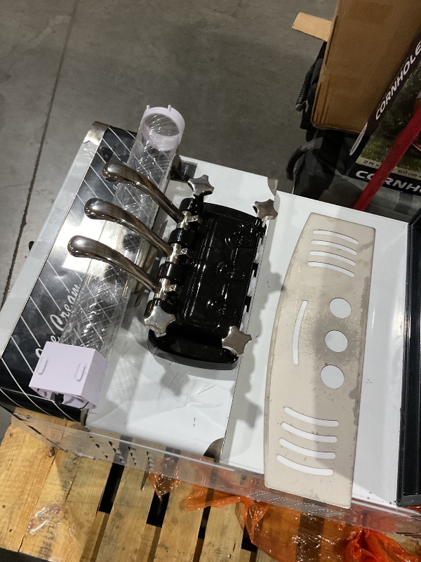 Photo 1 of **FOR PARTS, NOT FUNCTIONAL**
Commercial Ice Cream Machine - 110V 2450W 3 Flavors Soft Serve Ice Cream Machine 5.8 to 7.9 Gallons/H Auto Clean Touch Screen LCD Panel Ideal Ice Cream Maker for Snack Restaurants Bars