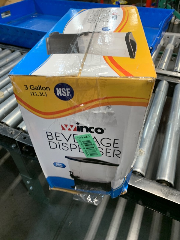 Photo 1 of (Used) Winco Slim 3 Gallon Beverage Dispenser with Base