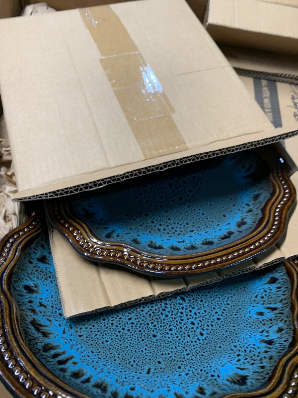Photo 1 of (PARTS) (NOT A COMPLETE SET) Elama Stoneware Round Oval Dinnerware Dish Set, Ocean Blue