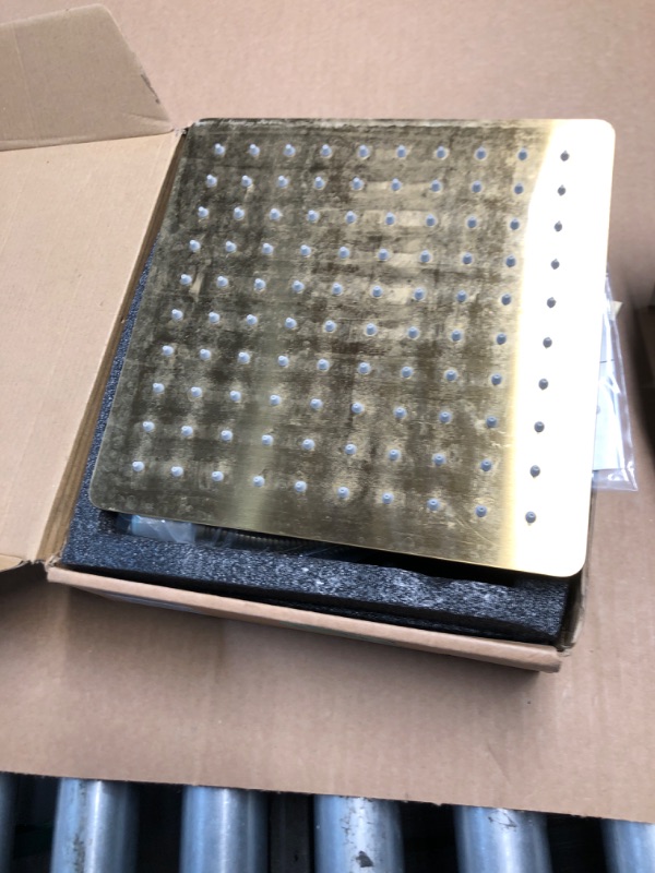 Photo 1 of *** PARTS ONLY *** G-Promise All Metal 8-Inch Dual Square Shower Head Combo, Rain Shower Head, Handheld Shower Wand with 71-Inch Extra Long Hose, 3-Way Diverter, Adjustable Extension Arm, Brushed Gold