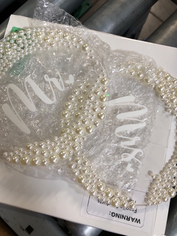 Photo 1 of (see all images) Jingmore 2 Pcs Mr and Mrs Sign for Wedding Table Decorations 6 Inch Acrylic Mr & Mrs Signs Pearl Sparkly Bride Groom Wedding Stuff Centerpieces