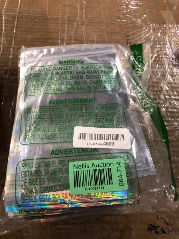 Photo 1 of 300 Pack 3 Sizes Resealable Mylar Bags Food Storage Smell Proof Bags with Front Window Packaging Pouch for Sample Snack Cookies Jewelry (Holographic, 3 x 4.7 inch,4 x 6 inch,4.7 x 7.9 inch)
