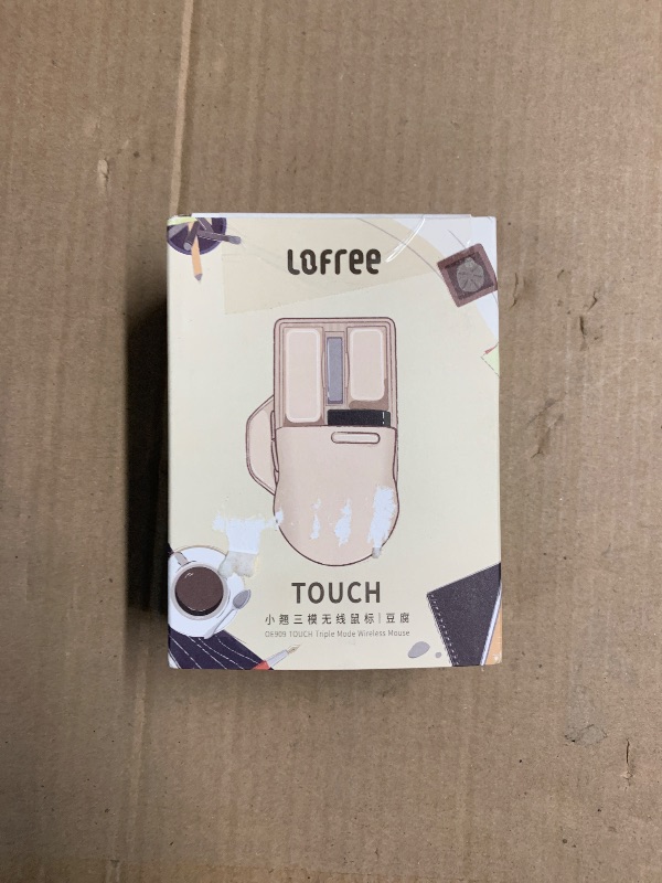Photo 1 of (PARTS) (DOESN'T FUNCTION ON THE COMPUTER BUT DOES POWER ON) LOFREE Touch PBT Wireless Mouse with USB Receiver, Bluetooth, Wired Connection, Rechargeable, 4000 DPI with OLED Screen Compatible with Glass Surface for Mac Windows PC Notebook/Tofu White 2025