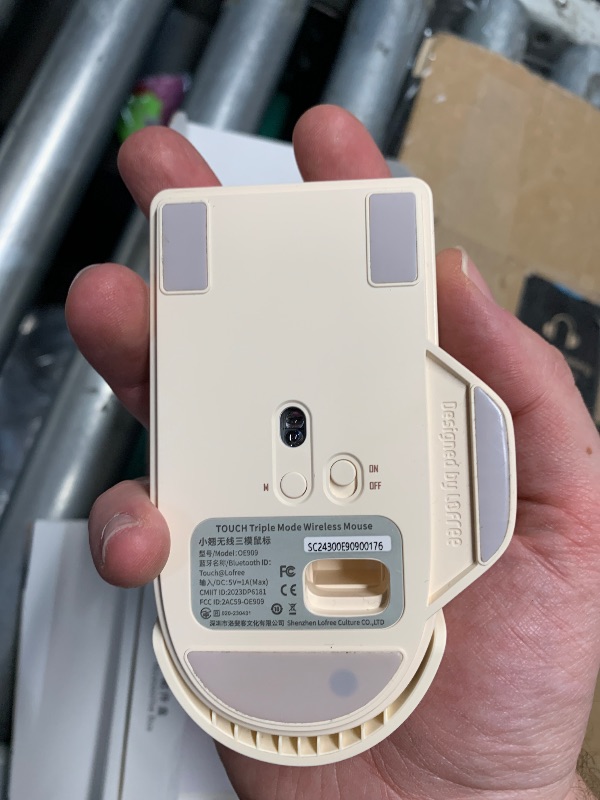 Photo 1 of (PARTS) (DOESN'T FUNCTION ON THE COMPUTER BUT DOES POWER ON) LOFREE Touch PBT Wireless Mouse with USB Receiver, Bluetooth, Wired Connection, Rechargeable, 4000 DPI with OLED Screen Compatible with Glass Surface for Mac Windows PC Notebook/Tofu White 2025
