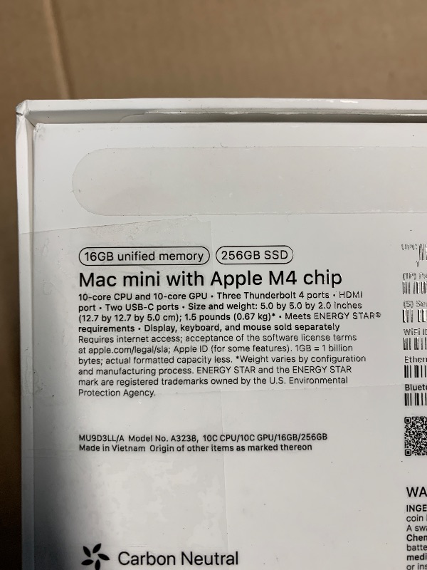 Photo 1 of Apple 2024 Mac mini Desktop Computer with M4 chip with 10?core CPU and 10?core GPU: Built for Apple Intelligence, 16GB Unified Memory, 256GB SSD Storage, Gigabit Ethernet. Works with iPhone/iPad