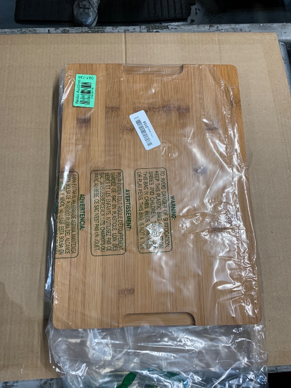 Photo 1 of (PARTS) (BAGGED) Empune Bamboo Cutting Board Set, Wood Cutting Boards for Kitchen with Holder Wooden Chopping Board for Meal Prep & Serving
