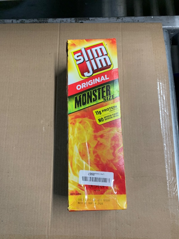 Photo 1 of ***(EXP:09/14/2025 )NONREFUNDABLE***Slim Jim Monster Smoked Meat Sticks, Original Flavor, High Protein, 1.94 oz. (18 Count)