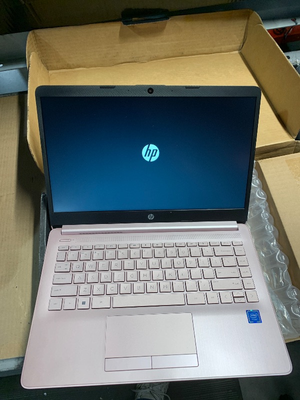 Photo 1 of **FINAL SALE LOCKED**
HP 14" HD Laptop, Windows 11, Intel Celeron Dual-Core Processor Up to 2.60GHz, 4GB RAM, 64GB SSD, Webcam, Dale Pink (Renewed)
