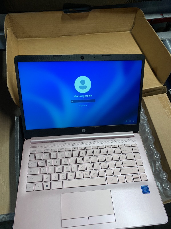 Photo 1 of **FINAL SALE LOCKED**
HP 14" HD Laptop, Windows 11, Intel Celeron Dual-Core Processor Up to 2.60GHz, 4GB RAM, 64GB SSD, Webcam, Dale Pink (Renewed)