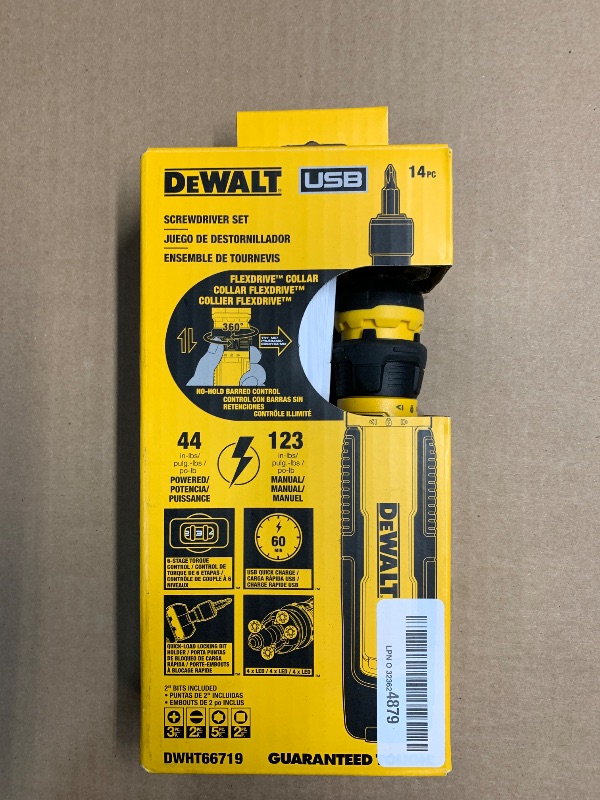 Photo 1 of DEWALT Cordless Screwdriver with FLEXDRIVE Control and Screwdriving Bits (DWHT66719)