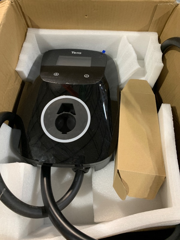 Photo 1 of (UNABLE TO TEST FULLY) (PARTS) Tera for Tesla EV Charger Level 2 J1772: ETL Energy Star 48A Adjustable 240V - with Manual Setting Amps & Schedule on Unit - NEMA 14-50 25FT Extra Long Charging Cable IP65 W01