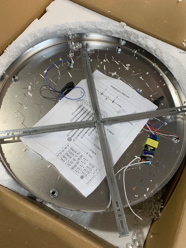 Photo 1 of (major damage)(sold for parts only) Deckrico Crystal Chandelier 19.6" Modern LED Ceiling Lamp Flush Mount Lighting Fixture 