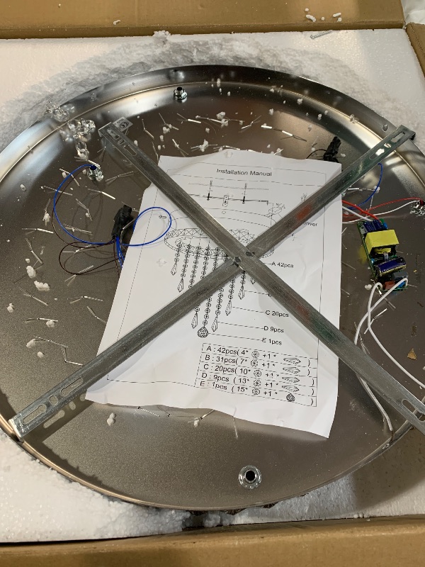 Photo 1 of (major damage)(sold for parts only) Deckrico Crystal Chandelier 19.6" Modern LED Ceiling Lamp Flush Mount Lighting Fixture 