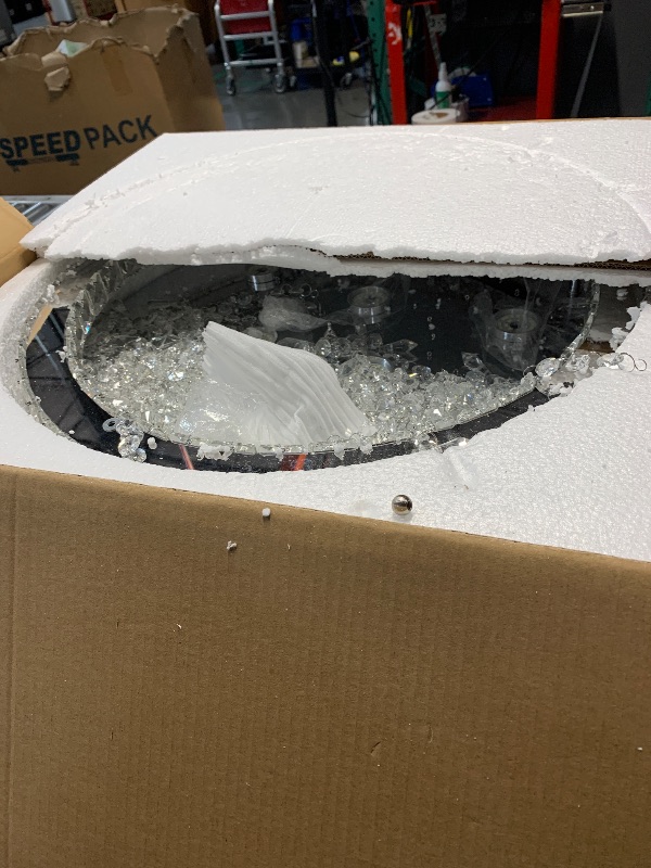 Photo 1 of (major damage)(sold for parts only) Deckrico Crystal Chandelier 19.6" Modern LED Ceiling Lamp Flush Mount Lighting Fixture 