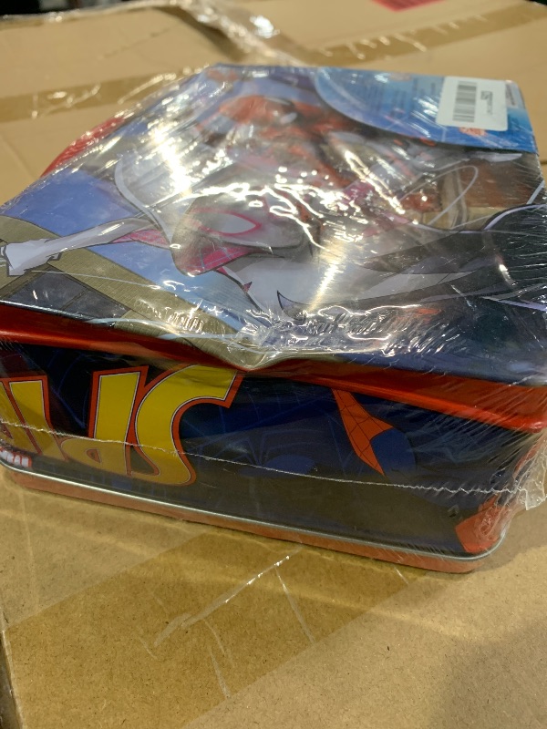 Photo 1 of (see images for damage) Marvel Spiderman Large Lunch Tin Box with 24pc Puzzle Inside