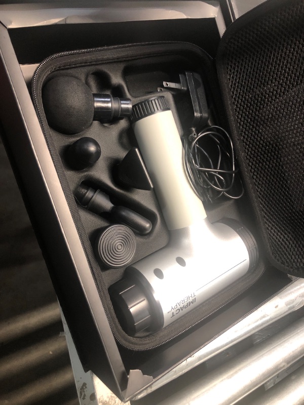 Photo 1 of (PARTS) (NOT A FUNCTIONAL SET) ruMedic truRelief™ Percussive Massage Gun Massage Gun Deep Tissue to Relieve Sore Muscles - 4 Massage Speeds, 5 Interchangeable Massage Heads, Cordless & Rechargeable