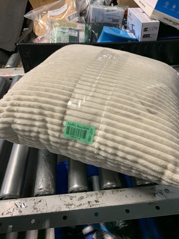 Photo 1 of  Faux Rabbit Fur Pillow Poly Filled Ivory - Saro Lifestyle