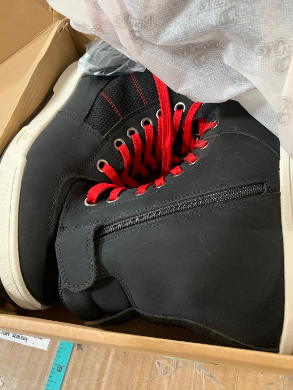 Photo 1 of BORLENI Motorcycle Riding Shoes Road Street Motocross Protective Boots for Men, Casual Breathable Powersports Shoes Black 42