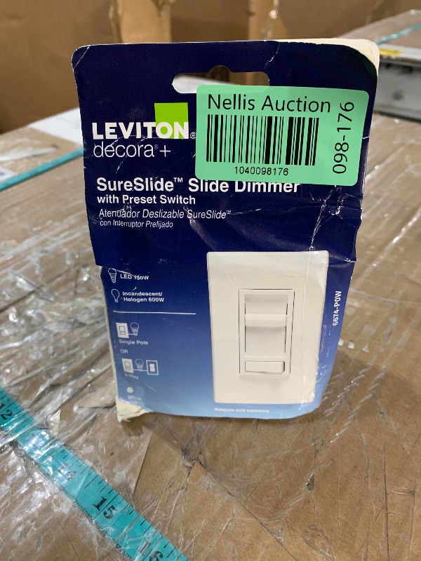 Photo 1 of Leviton SureSlide Dimmer Switch for Dimmable LED, Halogen and Incandescent Bulbs, 6674-P0W, White