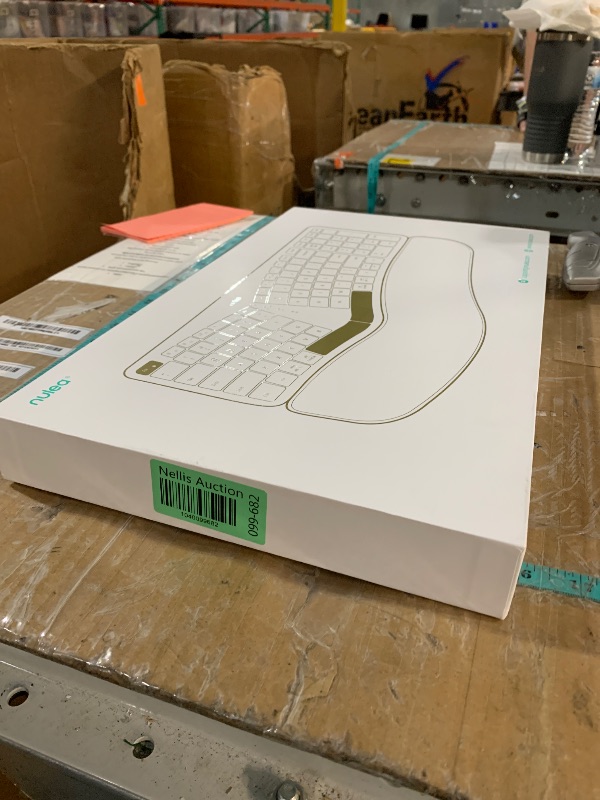 Photo 1 of Nulea RT05B Wireless Ergonomic Keyboard, Split Keyboard with Cushioned Wrist Rest, Bluetooth and USB Connectivity, USB-C Rechargeable Pink Grey