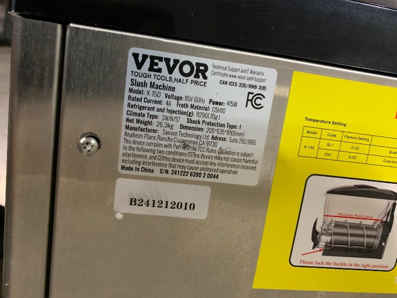 Photo 1 of (for parts) VEVOR Commercial Margarita Machine, 15L Single Tank Commercial Slushie Machine, 60 Cups Stainless Steel Margarita Smoothie Frozen Drink Maker, Slushy Maker for Home Party Restaurants Cafe Bars