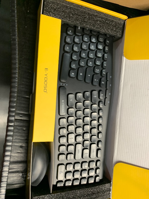 Photo 1 of (NO USB)E-YOOSO Ergonomic Wireless Keyboard and Mouse Combo, Split Design with Detachable Wrist Rest, 2.4G Full Size Ergo Computer Keyboard Set for Programmers/Office, Compatible with Windows/Mac/PC/Laptop