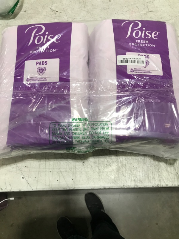 Photo 1 of Poise Incontinence Pads & Postpartum Incontinence Pads, 4 Drop Moderate Absorbency, Regular Length, 132 Count, Packaging May Vary