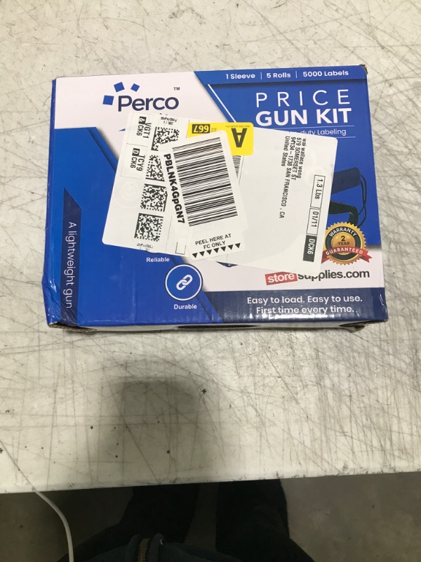 Photo 1 of Perco Lite 1 Line Price Gun with Labels Kit - Includes 5,000 Blank White Labels, 2 Ink Rollers, 1 Ink roll and Labels Pre-Loaded