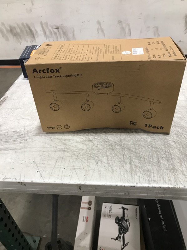 Photo 1 of Arcfox 30W 4 Light LED Track Lighting Fixtures Ceiling Spotlight 3000K Warm White Dimmable Flexibly Rotatable Light Head ETL, 24°, CRI90 for Kitchen Accent Task Lighting White (4 Head)