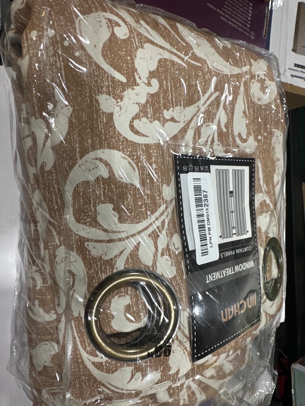 Photo 1 of JINCHAN 100% Blackout Curtains for Bedroom, Taupe Scroll Floral Patterned Curtains 90 Inch Length for Living Room, Farmhouse Vintage Art Deco Drapes, Thermal Insulated Window Curtains Grommet 2 Panels