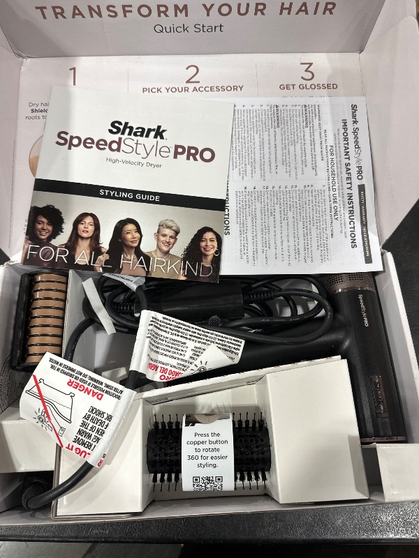 Photo 2 of Shark SpeedStyle Pro Professional Performance High-Velocity Hair Dryer System with Scalp Shield and IQ Speed Styling & Drying Suite, Straight and Wavy Hair, Lightweight, Ionic, No Heat Damage, HD731