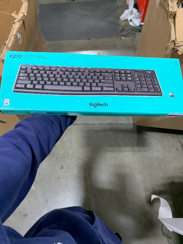 Photo 1 of Logitech K270 Wireless Keyboard for Windows, 2.4 GHz Wireless, Full-Size, Number Pad, 8 Multimedia Keys, 2-Year Battery Life, Compatible with PC, Laptop, Black
