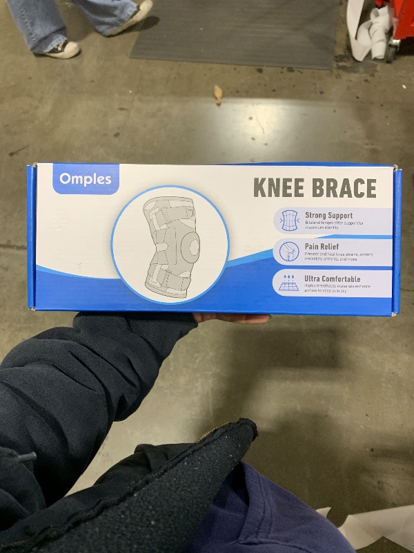 Photo 1 of Omples Hinged Knee Brace for Knee Pain, Meniscus Tear Knee Support with Side Stabilizers for Men and Women, Patella Knee Brace for Arthritis Pain Running Working Out Black (Medium)
