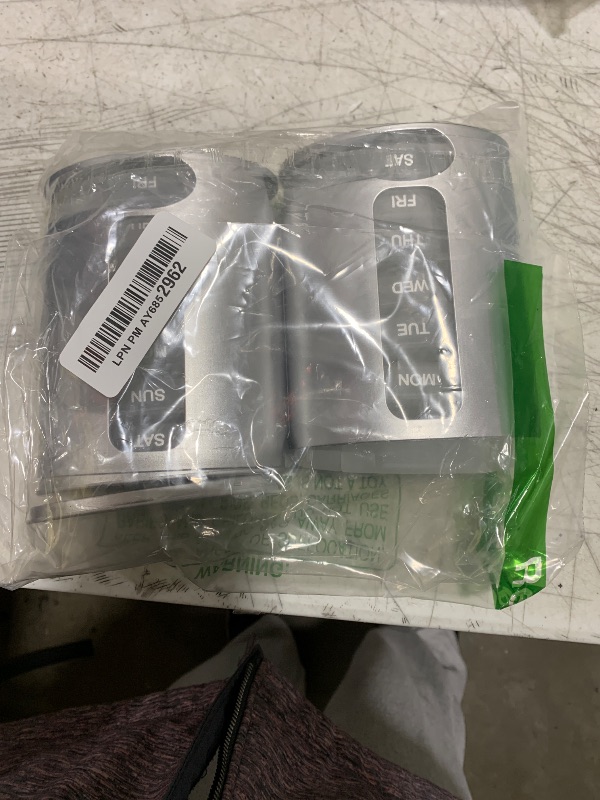 Photo 1 of Stackable Daily Pill Organizers - (Pack of 2) Weekly Medication Reminder with 7 Individual Stacking Cases - AM/PM Pill Boxs with 4 Times a Day, a Everyday Medicine Organizer, Silver