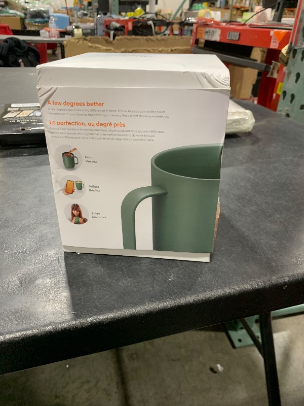 Photo 1 of Ember Temperature Control 14oz Smart Mug 2, App-Controlled and Rechargeable Heated Coffee Cup Warmer with Intelligent LED Display, Sage Green.