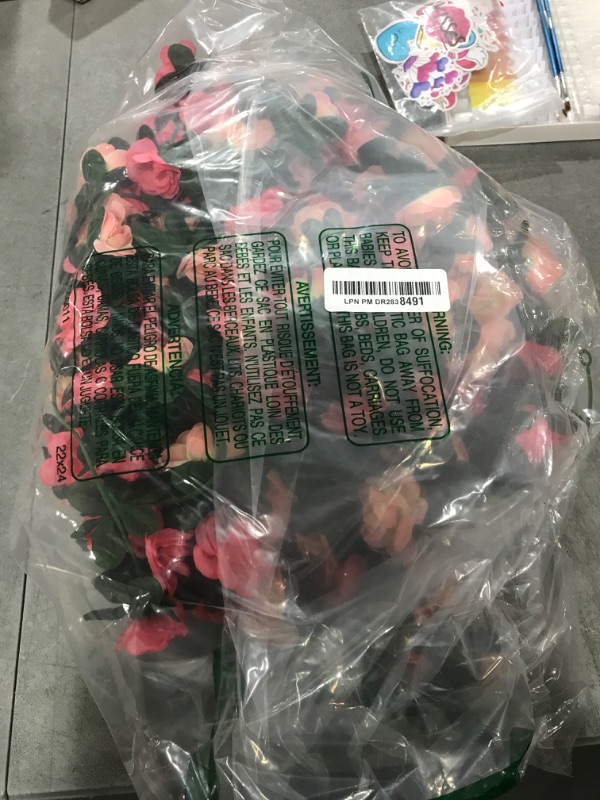 Photo 1 of KHOYIME 9 Pack 72 FT Artificial Flower Garland, Fake Pink Roses Vines Silk Flowers Faux Plastic Outdoor Hanging Floral Ivy Garland Decoration for Wedding Arch Bedroom Home Wall Backdrop Room Decor