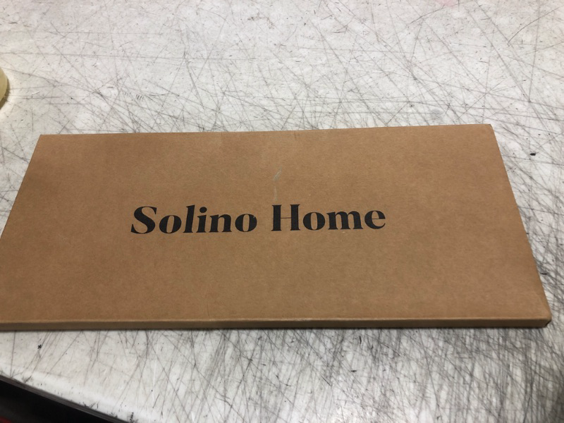 Photo 2 of Solino Home Stripe Linen Table Runner 48 Inch – 100% Pure Linen Black and Natural Short Table Runner 14 x 48 Inch Ideal for Dresser and Coffee Tables – French Stripe, Spring