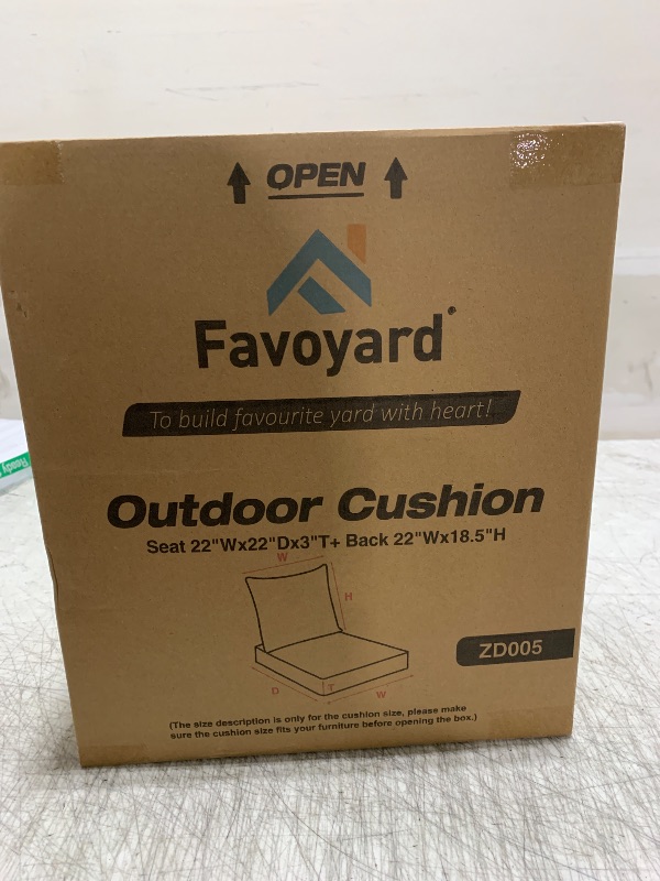 Photo 1 of Favoyard Outdoor Seat Cushion Set 22 x 22 Inch Waterproof & Fade Resistant Patio Furniture Cushions with Removable Cover Deep Seat & Back Cushion with Handle and Adjustable Straps for Chair Sofa Couch