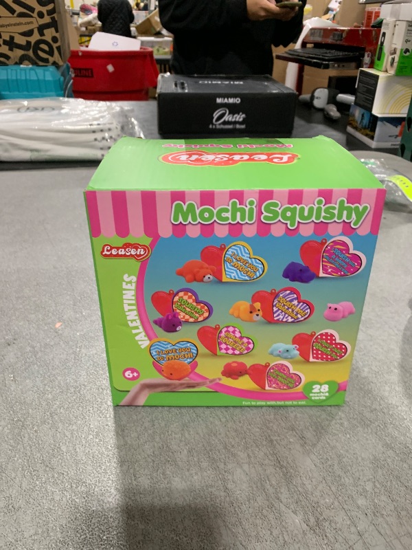 Photo 1 of 28 Pack Valentine Mochi Squishies Toys and Valentine Cards for Kids, Animal Mochi Squishies Filled Hearts, Kawaii Squishies Stress Relief Fidget Toys Classroom Exchange Party Favors Prizes Gifts