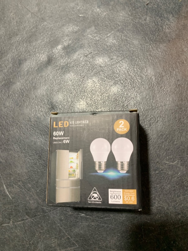 Photo 1 of hansang Refrigerator Light Bulb E26 Base, 60Watt Equivalent, 5000K Daylight, Watreproof Appliance Fridge Bulbs, A15 LED Small Light Bulb Frigidaire Freezer Bulbs, 120V, 600LM, 2 Pack, Non-Dimmable