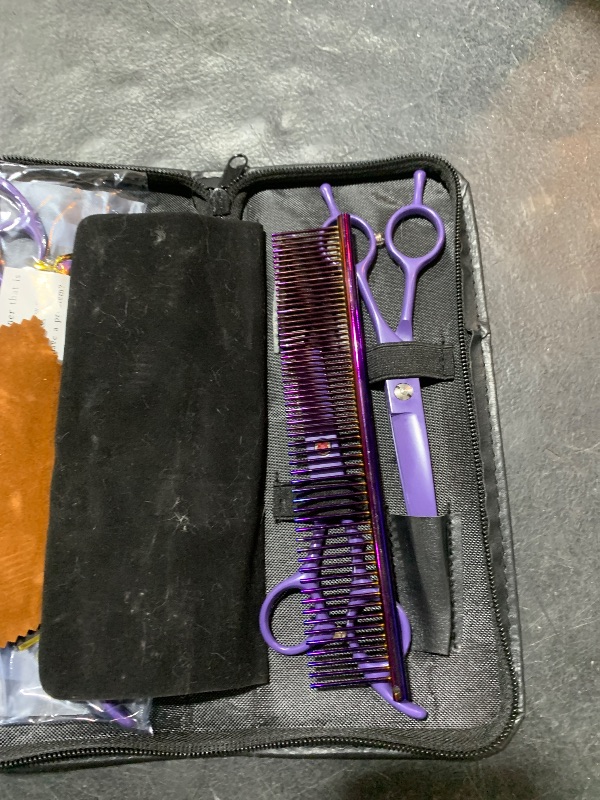 Photo 1 of Professional Dog Grooming Scissors Set, 7 Inch/8 Inch Pet Grooming Scissors Chunkers Shears for Dog, Curved Dog Grooming Scissors, Thinning Shears for Dog with Grooming Comb